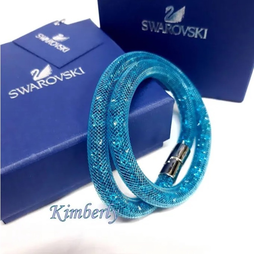 Swarovski Crystal Stardust Blue Double Wrap Bracelet/Choker BNWT